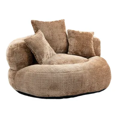 Fauteuil Compressé En Chenille, Avec Dossier Enveloppant Et Accoudoirs, Café
