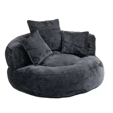 Fauteuil Compressé Relax En Chenille, Avec Dossier Haut Et Accoudoirs, Noir Fauteuil Compressé Relax En Chenille, Avec Dossier Haut Et Accoudoirs, Noir