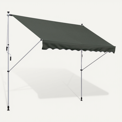 Store Banne Autoportant Avec Manivelle Et Hauteur Réglable, Polyester, Gris, 300 × 150 Cm