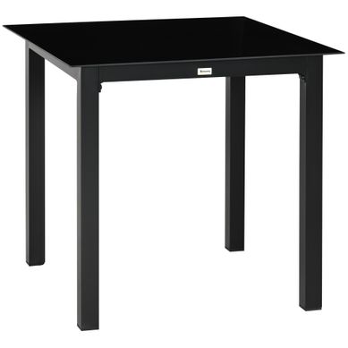 Table De Jardin 4 Personnes Carrée Avec Plateau En Verre Trempé, Aluminium Noir, 80 X 80 X 74 Cm Table De Jardin 4 Personnes Carrée Avec Plateau En Verre Trempé, Aluminium Noir, 80 X 80 X 74 Cm