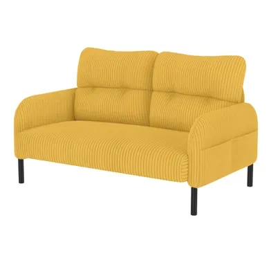 Canapé Droit 2 Places En Corduroy, Avec Poche Latérale Et Dossier Ergonomique, Jaune Canapé Droit 2 Places En Corduroy, Avec Poche Latérale Et Dossier Ergonomique, Jaune