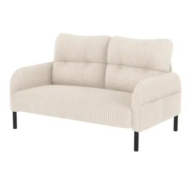 Canapé Droit 2 Places En Cord, Avec Poche Latérale Et Dossier Ergonomique, Beige Canapé Droit 2 Places En Cord, Avec Poche Latérale Et Dossier Ergonomique, Beige