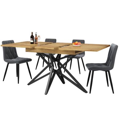 Table De Salle À Manger Extensible Pour 6 À 8 Personnes Avec Pieds En étoile, 120×80×76 Cm Table De Salle À Manger Extensible Pour 6 À 8 Personnes Avec Pieds En étoile, 120×80×76 Cm
