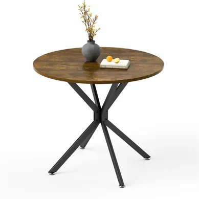 Table De Salle À Manger Ronde 1 À 4 Personnes Avec Gain De Place, Marron Et Noir, 90 X 90 X 78 Cm