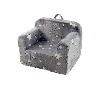 Fauteuil En Tissu, Avec Accoudoirs Et Housse Amovible, Motif étoiles Gris Fauteuil En Tissu, Avec Accoudoirs Et Housse Amovible, Motif étoiles Gris