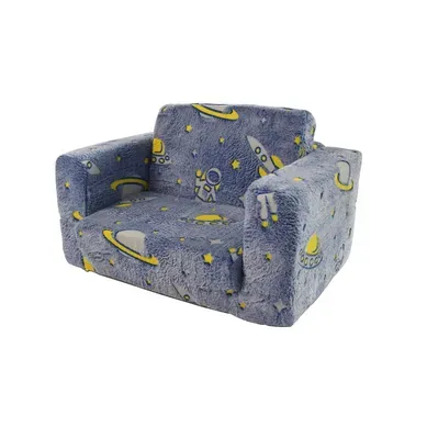 Fauteuil Compressé Pliant Pour Enfant, Avec Motif Lumineux Astronaute Et Fusée, Bleu Fauteuil Compressé Pliant Pour Enfant, Avec Motif Lumineux Astronaute Et Fusée, Bleu