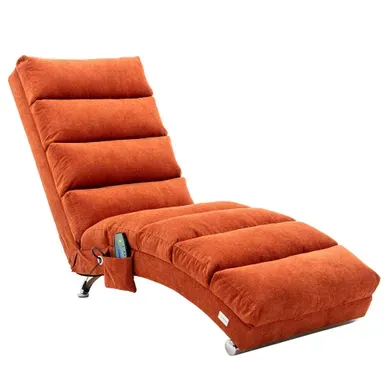 Méridienne En Lin, Avec Vibration Douce Et Poche Latérale, Orange 55 X 148 X 84 Cm Méridienne En Lin, Avec Vibration Douce Et Poche Latérale, Orange 55 X 148 X 84 Cm
