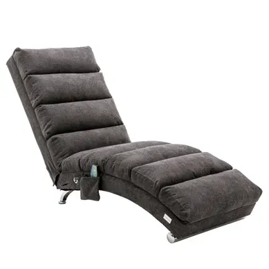 Méridienne En Lin, Avec Vibration Douce Et Poche Latérale, Gris Foncé, 55 X 148 X 84 Cm