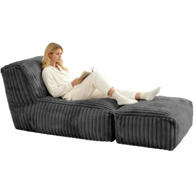 Méridienne modulable en flanelle, avec dossier ergonomique, gris foncé