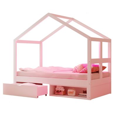 Lit Cabane 90 X 190 Cm Avec Tiroir, Meuble à Chaussures Et LED Multicolore, Bois Blanc Lit Cabane 90 X 190 Cm Avec Tiroir, Meuble à Chaussures Et LED Multicolore, Bois Blanc
