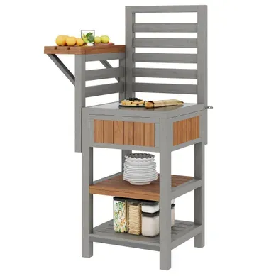 Armoire De Jardin Avec Plan De Travail Et Double étagère, Bois, Naturel, 74 X 54 X 149 Cm Armoire De Jardin Avec Plan De Travail Et Double étagère, Bois, Naturel, 74 X 54 X 149 Cm