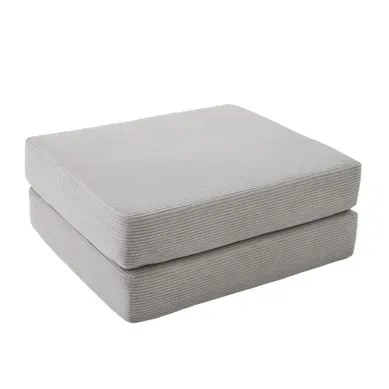 Repose-pied Compressé En Velours Côtelé, Modulable Et Convertible En Couchage, Gris Clair