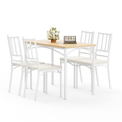 Ensemble Table Et Chaise Avec 1 Table Et 4 Chaises En Pu, Cuisine, Naturel Blanc Ensemble Table Et Chaise Avec 1 Table Et 4 Chaises En Pu, Cuisine, Naturel Blanc