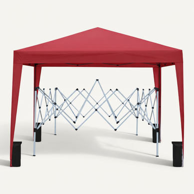 Kiosque De Jardin Pliable Avec 4 Parois, étanche Et Protection Uv, Bordeaux, 3 × 3 M