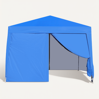 Kiosque De Jardin Pliable Avec 4 Parois Et Sacs De Lestage, Acier, Bleu, 3 × 3 M