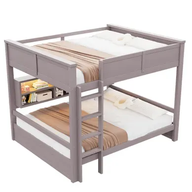 Lit Superposé 160×200 Cm Avec 6 Rangements Et LED, Bois Brun