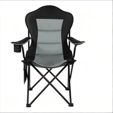 Chaise Longue D'extérieur Pliante En Tissu Oxford, Avec Porte-gobelet Et Poche, Noir Chaise Longue D'extérieur Pliante En Tissu Oxford, Avec Porte-gobelet Et Poche, Noir