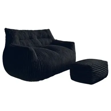 Fauteuil Pouf Compressé En Flanelle, Avec Mousse Mémoire Et Base Antidérapante, Noir Fauteuil Pouf Compressé En Flanelle, Avec Mousse Mémoire Et Base Antidérapante, Noir