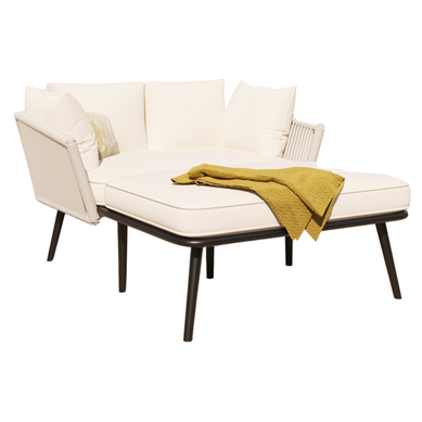 Canapé De Jardin 2 Places 130 Cm Beige Avec 2 Coussins Et 2 Matelas D’assise Canapé De Jardin 2 Places 130 Cm Beige Avec 2 Coussins Et 2 Matelas D’assise