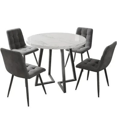 Ensemble Table Et Chaises 5 Pièces Rond 80 Cm Blanc, Gris Foncé Et Noir Ensemble Table Et Chaises 5 Pièces Rond 80 Cm Blanc, Gris Foncé Et Noir