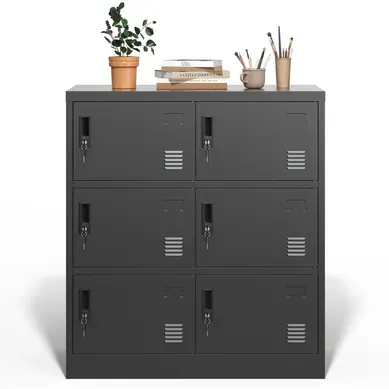 Armoire Métallique 6 Portes 100 X 90 X 40 Cm Noire