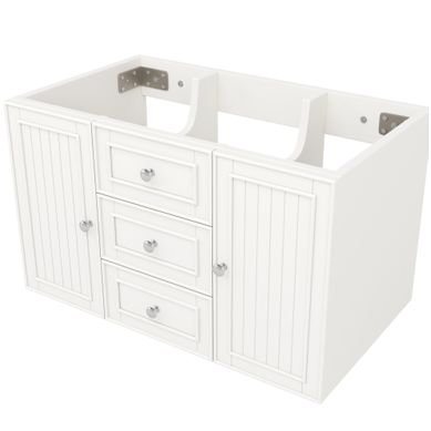 Meuble Sous Vasque 78,5 Cm Blanc, 3 Tiroirs, Mural Meuble Sous Vasque 78,5 Cm Blanc, 3 Tiroirs, Mural