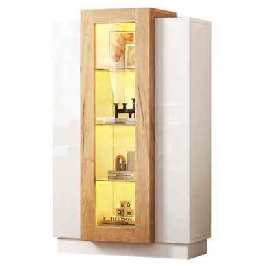 Vitrine De Salon 74x40x120 Cm 3 Portes LED Blanc Et Naturel Vitrine De Salon 74x40x120 Cm 3 Portes LED Blanc Et Naturel