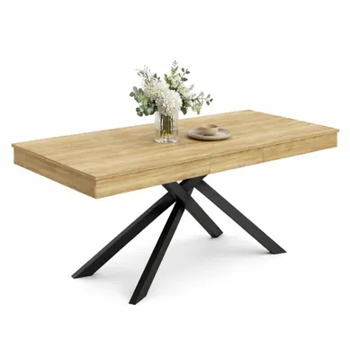 Table À Manger Extensible 140/180 X 80 Cm 6 À 8 Personnes Coloris Chêne