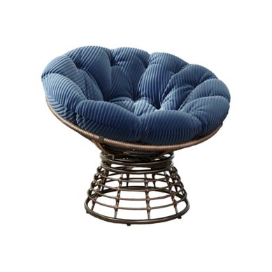 Fauteuil Papasan Pivotant 92 Cm Bleu Marine Et Marron Fauteuil Papasan Pivotant 92 Cm Bleu Marine Et Marron