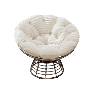 Fauteuil Papasan Pivotant 360° 92 X 92 X 67 Cm Blanc Et Marron Fauteuil Papasan Pivotant 360° 92 X 92 X 67 Cm Blanc Et Marron
