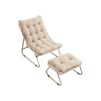 Chaise De Patio Avec Pouf 65 X 78 X 86 Cm Beige Chaise De Patio Avec Pouf 65 X 78 X 86 Cm Beige