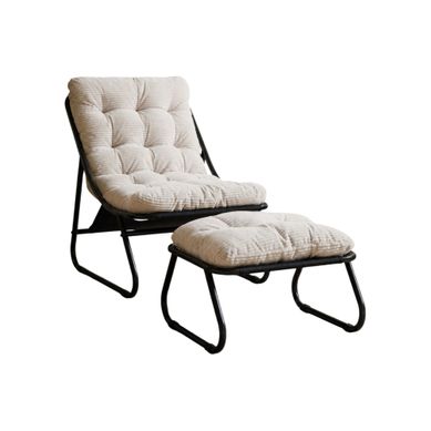 Chaise De Jardin Avec Pouf 65 X 78 X 86 Cm Noir Et Blanc Chaise De Jardin Avec Pouf 65 X 78 X 86 Cm Noir Et Blanc