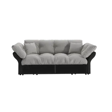 Canapé-lit Convertible 3-en-1 190 Cm Avec 2 Coussins Gris Clair Canapé-lit Convertible 3-en-1 190 Cm Avec 2 Coussins Gris Clair