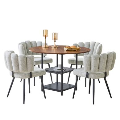Table Et Chaises De Salle À Manger Rondes 107 Cm, 4 Places, Beige Et Noir Table Et Chaises De Salle À Manger Rondes 107 Cm, 4 Places, Beige Et Noir