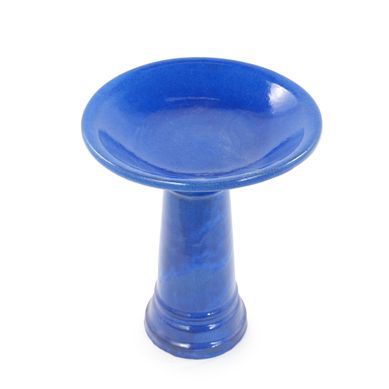 Bain D'oiseaux En Céramique D. 31,5 Cm X 38 Cm Bleu Brillant Bain D'oiseaux En Céramique D. 31,5 Cm X 38 Cm Bleu Brillant