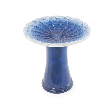 Bain D'oiseaux En Céramique D. 43 Cm Bleu Et Blanc Bain D'oiseaux En Céramique D. 43 Cm Bleu Et Blanc