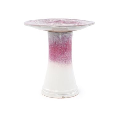 Bain D’oiseaux En Céramique 43 Cm Blanc Et Rose À Motif De Vagues Bain D’oiseaux En Céramique 43 Cm Blanc Et Rose À Motif De Vagues