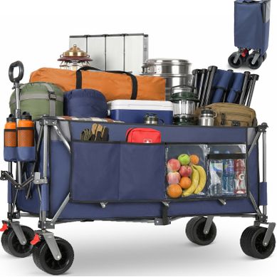 Chariot De Jardin Pliable 120 X 57,5 X 44 Cm Bleu Foncé Chariot De Jardin Pliable 120 X 57,5 X 44 Cm Bleu Foncé