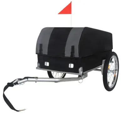 Remorque Vélo De Transport 69 X 48 X 34 Cm Noir Et Gris Remorque Vélo De Transport 69 X 48 X 34 Cm Noir Et Gris