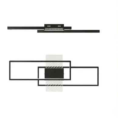 Plafonnier LED Rectangulaire 70 X 30 Cm Noir Avec Télécommande