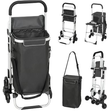 Chariot De Courses 40 L Avec Siège, 3 Roues, Gris Foncé Chariot De Courses 40 L Avec Siège, 3 Roues, Gris Foncé