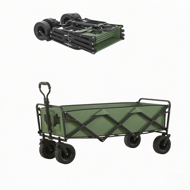 Chariot De Jardin Pliable 130 L Avec Roues, Freins Et Poignée Réglable, Vert Chariot De Jardin Pliable 130 L Avec Roues, Freins Et Poignée Réglable, Vert