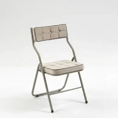 Chaise Pliante De Salle À Manger - Lot De 2 - Dossier Rembourré - Velours - Kaki Chaise Pliante De Salle À Manger - Lot De 2 - Dossier Rembourré - Velours - Kaki