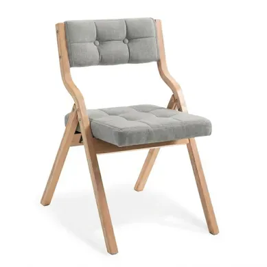Chaise De Salle À Manger - Lot De 2 - Pliante, Assise Rembourrée - Velours - Gris Chaise De Salle À Manger - Lot De 2 - Pliante, Assise Rembourrée - Velours - Gris