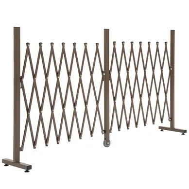 Barrière à Ciseaux Extensible En Aluminium Pour Jardin, Terrasse Ou Balcon, Brun Foncé