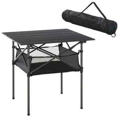 Table De Jardin Bistrot Pliante En Aluminium - Avec Filet De Rangement - Gris - 70 X 70 X 69 Cm Table De Jardin Bistrot Pliante En Aluminium - Avec Filet De Rangement - Gris - 70 X 70 X 69 Cm
