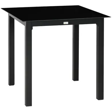 Table De Jardin 4 Personnes En Aluminium - Plateau En Verre Trempé - Noir - 80 X 80 X 74 Cm Table De Jardin 4 Personnes En Aluminium - Plateau En Verre Trempé - Noir - 80 X 80 X 74 Cm