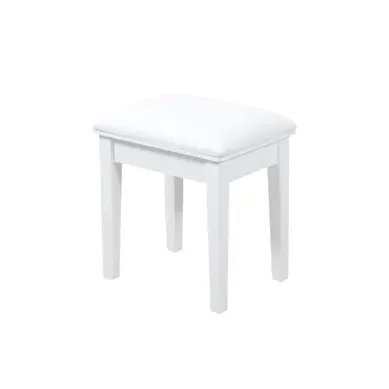 Tabouret De Coiffeuse - Assise Rembourrée Sans Dossier - Simili - Blanc