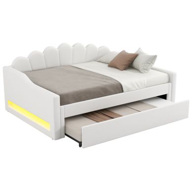Lit Gigogne 140 × 200 Cm Avec éclairage LED Réglable, Lin Beige Lit Gigogne 140 × 200 Cm Avec éclairage LED Réglable, Lin Beige