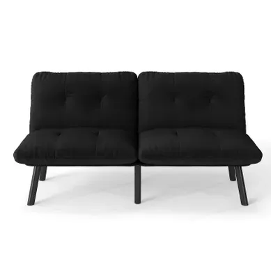 Canapé Convertible 2 Places En Velours Avec Fonction Lit Pour Salon - Noir